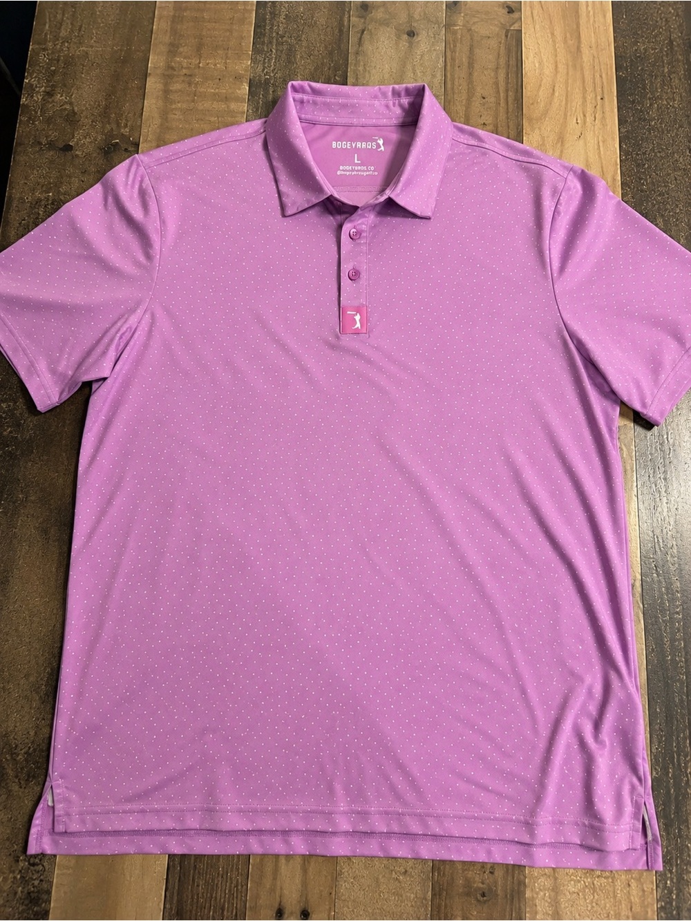 Bogey Brothers Pink Men’s Polo – Short Sleeve Performance Shirt Large UV Protect